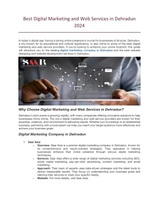 Best Digital Marketing and Web Services in Dehradun 2024