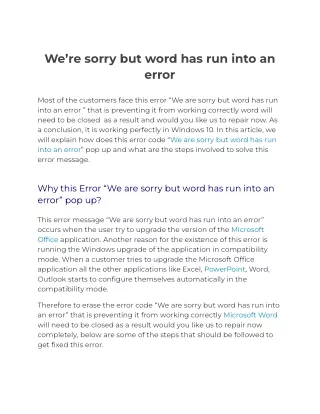 We’re sorry but word has run into an error