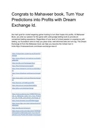 Congrats to Mahaveer book, Turn Your Predictions into Profits with Dream Exchang