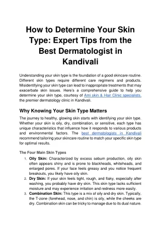 How to Determine Your Skin Type_ Expert Tips from the Best Dermatologist in Kandivali
