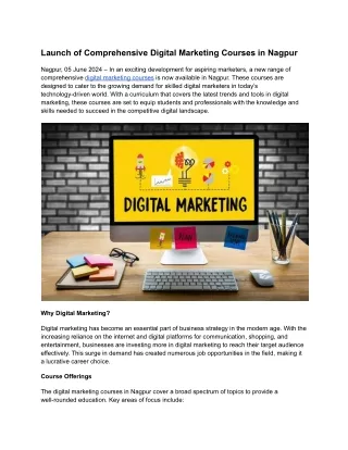 Launch of Comprehensive Digital Marketing Courses in Nagpur - PR Release