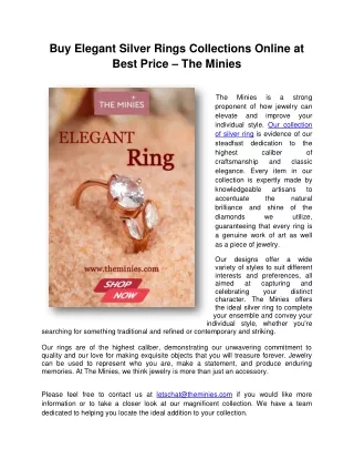 Buy Elegant Silver Rings Collections Online at Best Price - The Minies