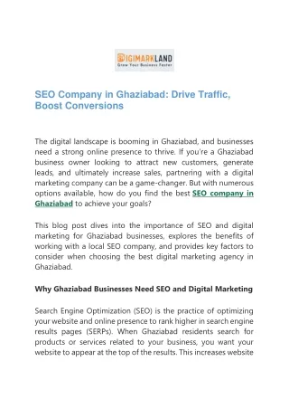 SEO Company in Ghaziabad Drive Traffic, Boost Conversions