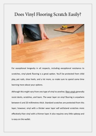 Does Vinyl Flooring Scratch Easily?