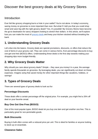 Discover the best grocery deals at My Grocery Stores