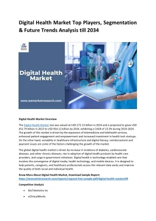 Digital Health Market Growing Trends and Technology Forecast to 2034