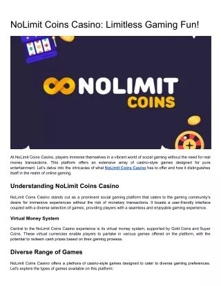 NoLimit Coins Casino: Limitless Gaming Fun!