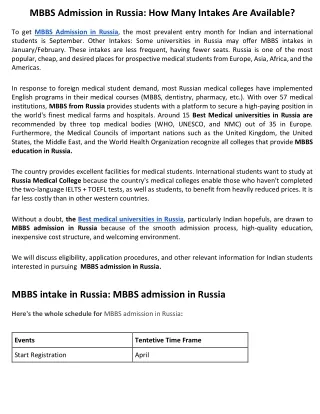 MBBS Admission in Russia