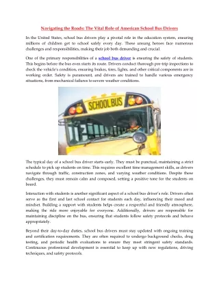 Navigating the Roads The Vital Role of American School Bus Drivers