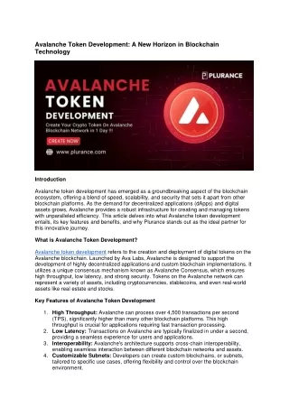 Avalanche Token Development