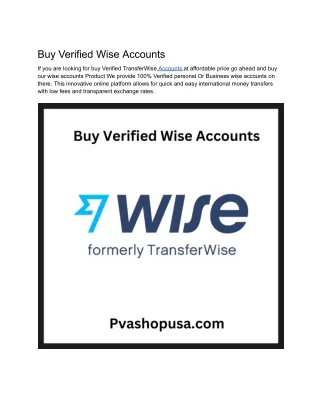 Best Place to Buy Verified Wise Accounts in Whole Online