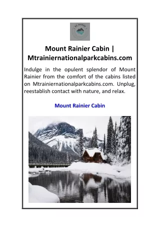 Mount Rainier Cabin  Mtrainiernationalparkcabins.com