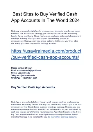 Best Sites to Buy Verified Cash App Accounts In The World 2024