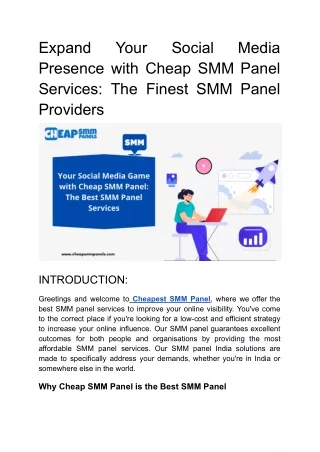 Expand Your Social Media Presence with Cheapest SMM Panel Sercheapest smm panel