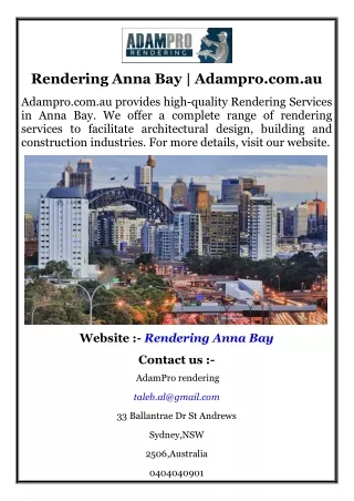 Rendering Anna Bay  Adampro.com.au
