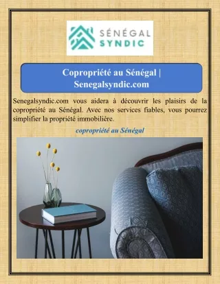 Copropriété au Sénégal Senegalsyndic.com