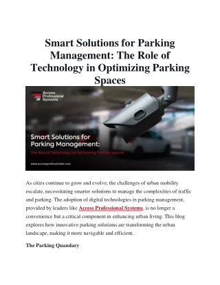 Smart Solutions for Parking Managemen1