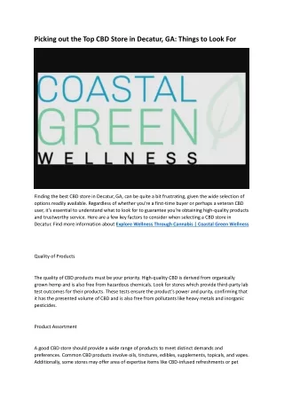 Coastal Green Wellness hemp store north myrtle beach