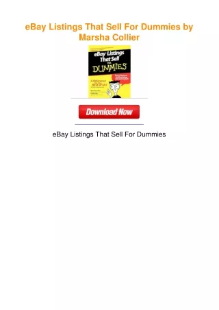 eBay Listings That Sell For Dummies by Marsha Collier