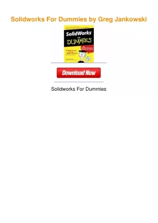 Solidworks For Dummies by Greg Jankowski