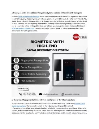 AI Based Facial Recognition Systems available in the entire UAE Metropolis