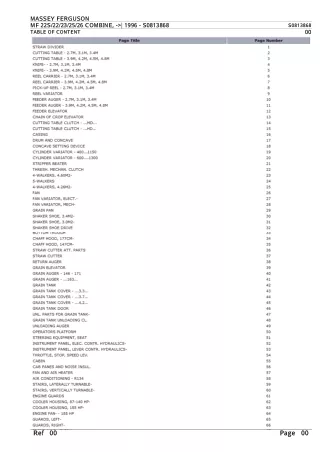 Massey Ferguson MF 22S COMBINE (- 1996) Parts Catalogue Manual