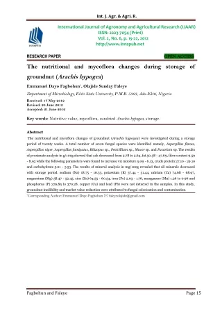 The nutritional and mycoflora changes during storage of groundnut (Arachis hypogea)