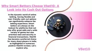 Why Smart Bettors Choose Vbet10 A Look into Its Cash Out Options