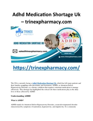 Adhd Medication Shortage Uk - trinexpharmacy.com