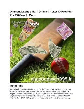 Diamondexch9 - No.1 Online Cricket ID Provider For T20 World Cup