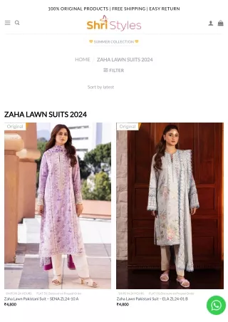 Zaha Lawn Pakistani Suits 2024 _ Shristyles