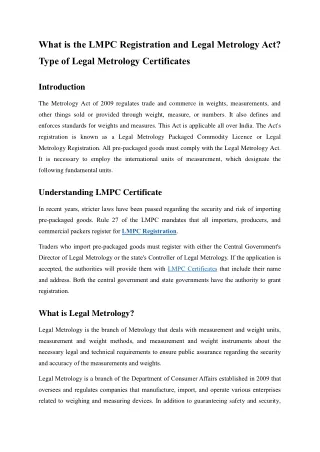 What is the LMPC Registration and Legal Metrology Act-not-post