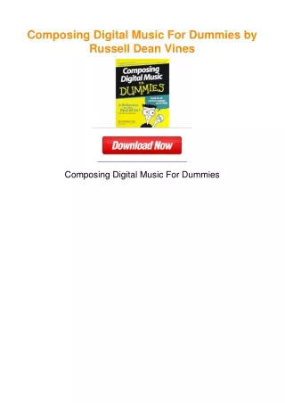 Composing Digital Music For Dummies by Russell Dean Vines