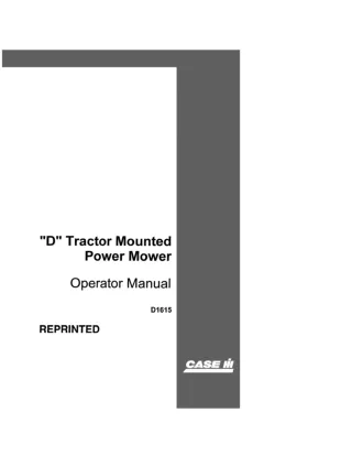 Case IH “D” Tractor Mounted Power Mower Operator’s Manual Instant Download (Publication No.D1615)