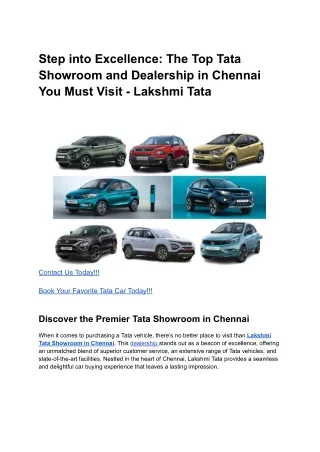 Step into Excellence_ The Top Tata Showroom and Dealership in Chennai You Must Visit - Lakshmi Tata