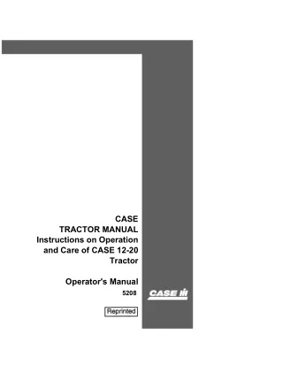 Case IH 12-20 Tractor Instructions on Operation and Care Manual Instant Download (Publication No.5208)