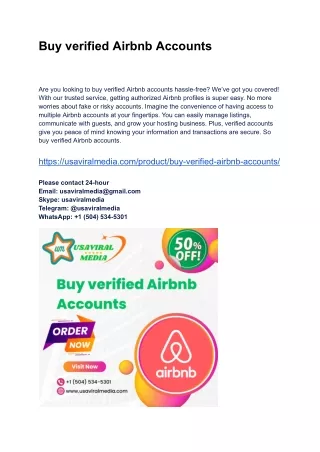 Buy verified Airbnb Accounts