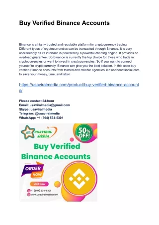 Buy Verified Binance Accounts