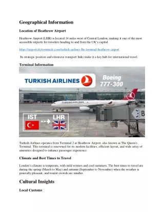 Turkish Airlines LHR Airport Map