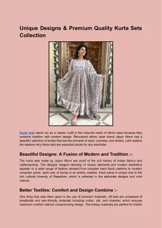 Unique Designs & Premium Quality Kurta Sets Collection