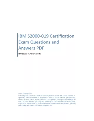 IBM S2000-019 Certification Exam Questions and Answers PDF