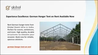 Experience Excellence: German Hanger Tent on Rent Available Now