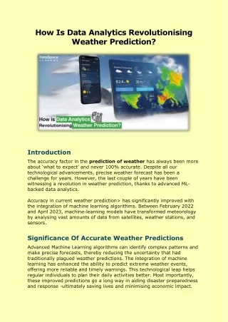 How Is Data Analytics Revolutionising Weather Prediction