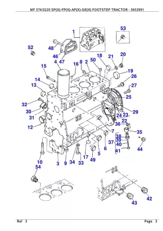 Massey Ferguson MF 374  3220 SP(X)-FP(X)-AP(X)-GE(X) FOOTSTEP TRACTOR Parts Catalogue Manual