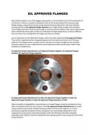 EIL APPROVED FLANGES