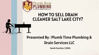 How To Sell Drain Cleaner Salt Lake City