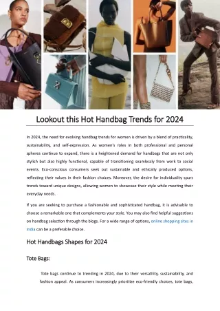 Lookout this Hot Handbag Trends for 2024