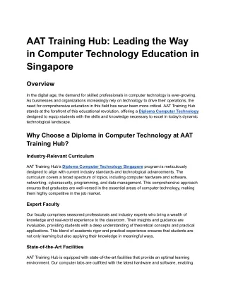 AAT Training Hub_ Leading the Way in Computer Technology Education in Singapore