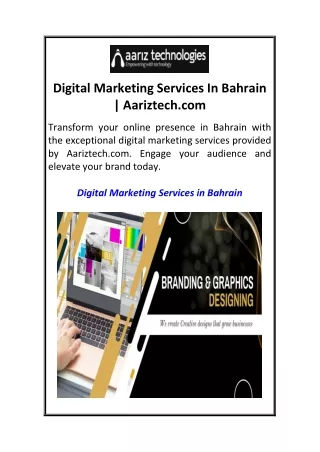 Digital Marketing Services In Bahrain  Aariztech.com