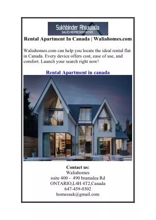 Rental Apartment In Canada | Waliahomes.com